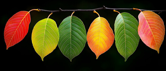 Obraz premium Colorful Hanging Leaves On Branch