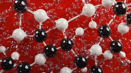 A close-up of molecular structures with labeled components