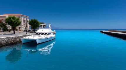 Greek Island Yacht Haven Azure Waters with Sunny Escape.
