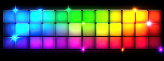 Colorful, glowing squares arranged in a grid pattern