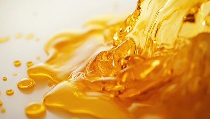 Golden liquid flowing and splashing