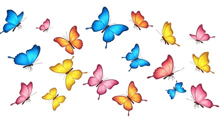 Vibrant Butterfly Dance: A Colorful Springtime Illustration