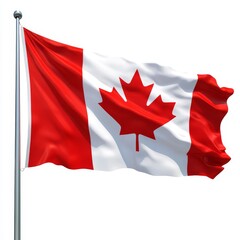 The Canadian Flag is waving in the image, serving as the symbol of Canada, and embodying a proud Canadian, with the scene set against an isolated transparent background at a high resolution of 300