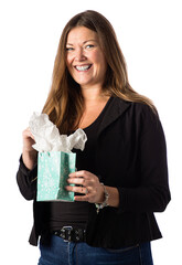 Woman opening a gift