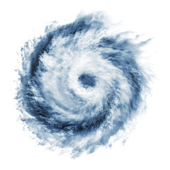 Aerial view of hurricane on transparent background
