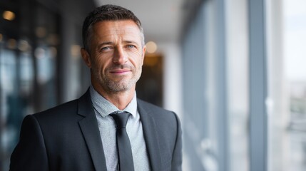 Fototapeta premium Confident business professional in formal attire, embodying leadership and professionalism in a corporate environment 