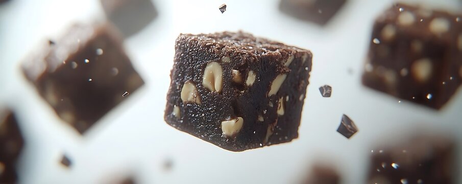 Chocolate brownie cubes fall