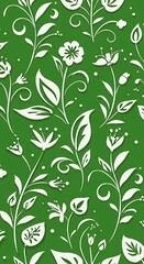 Emerald Dreams: White Floral Seamless Pattern