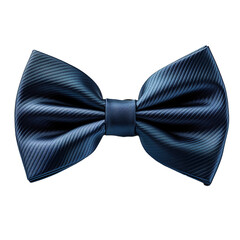 A blue bow tie with a black band