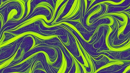Fototapeta premium Abstract Swirls: A mesmerizing abstract pattern of vibrant green and purple swirls, reminiscent of flowing liquid, creates a dynamic and visually stimulating design. 