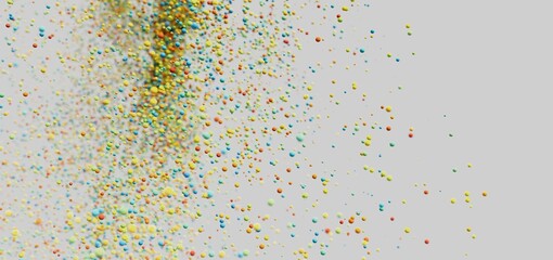 Abstract background of colorful spheres floating and scattering. Ideal for presentations, websites,...