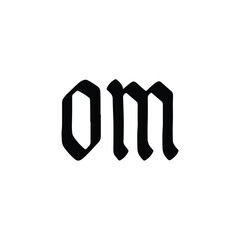 OM monogram logo design letter text name symbol monochrome logotype alphabet character simple logo