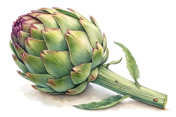Artichoke, watercolor clipart illustration with isolated background.