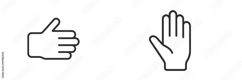 Poster Collection of minimalistic web icons featuring hand gestures designed for easy navigation and user interaction on digital platforms