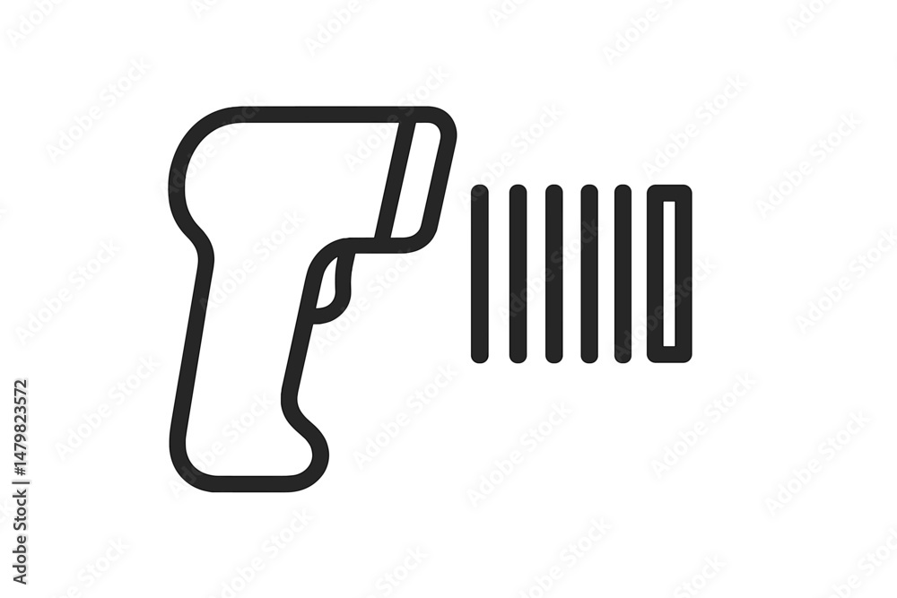Aufkleber Set of web icons featuring a barcode scanner and a barcode in a minimalistic design for digital applications