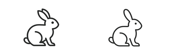 Obraz premium Set of web icons showcasing simple line designs of rabbits in various poses for digital interfaces or applications