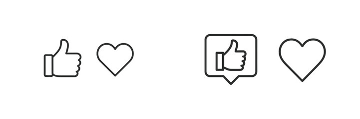 Obraz premium Collection of simple web icons including thumbs up and heart symbols for digital interactions