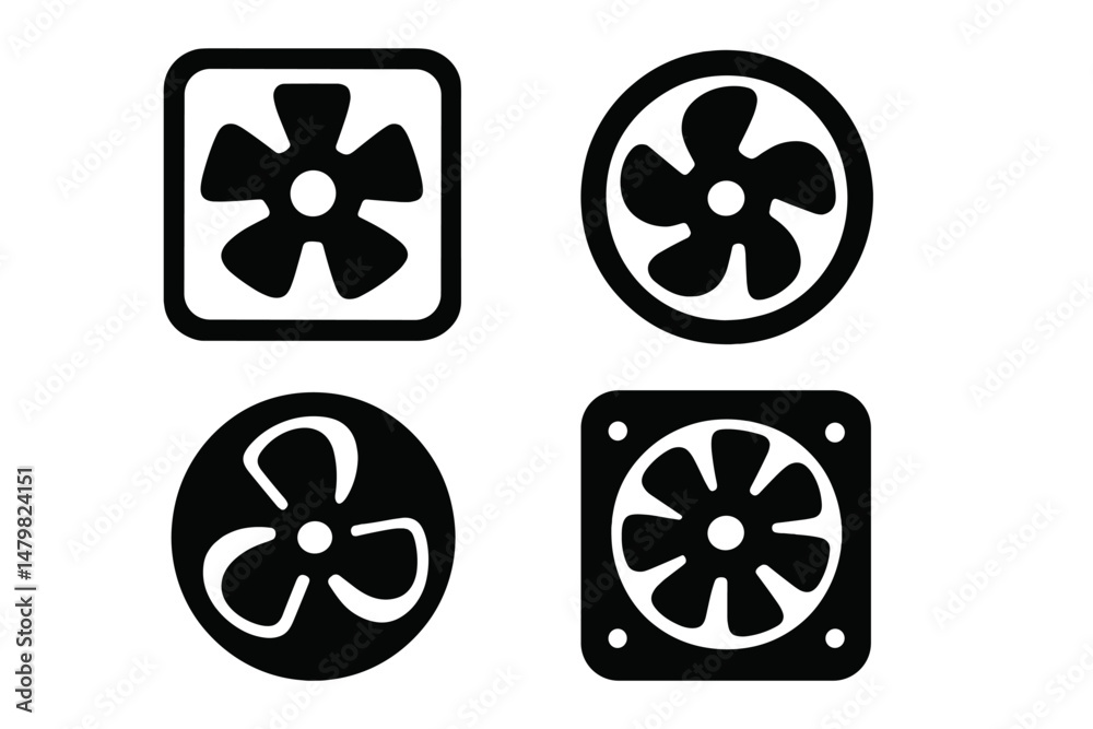 Fototapete set of web icons featuring fan designs for digital use in creative projects and applications