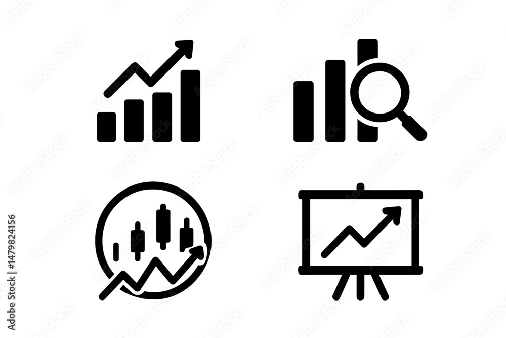 Leinwandbilder various web icons representing data analysis, growth, and business metrics for digital platforms and