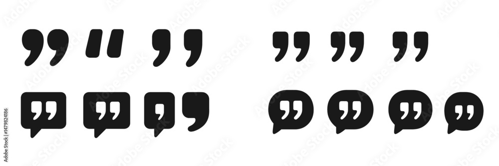 Leinwandbilder set of web icons featuring quotation marks and speech bubbles for digital communication