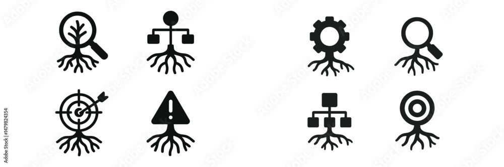 Aufkleber Set of web icons featuring root designs representing various concepts and tools for digital interaction and analysis
