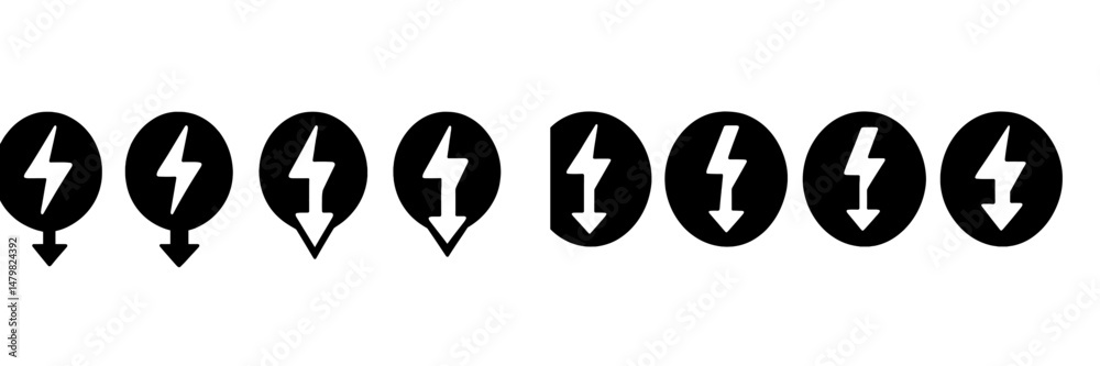 Poster Set of web icons featuring lightning symbols for use in design projects and applications