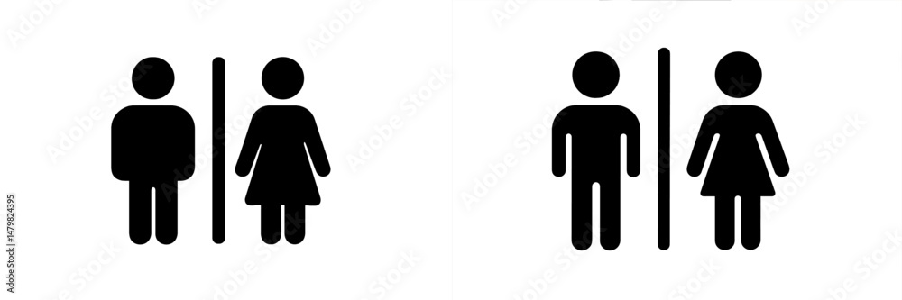 Poster web icons representing male and female restrooms for use in digital applications and websites relate