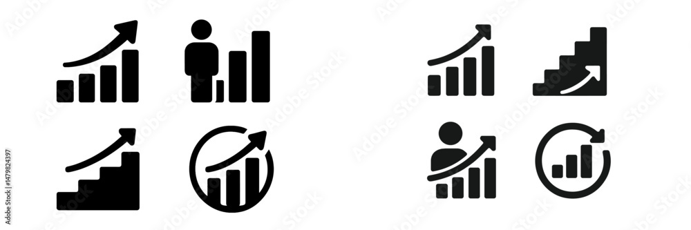 Aufkleber Collection of web icons representing growth, progress, and analytics in business and technology contexts