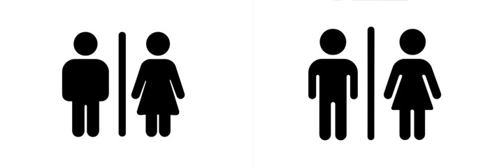 Web icons representing male and female restrooms for use in digital applications and websites related to public facilities