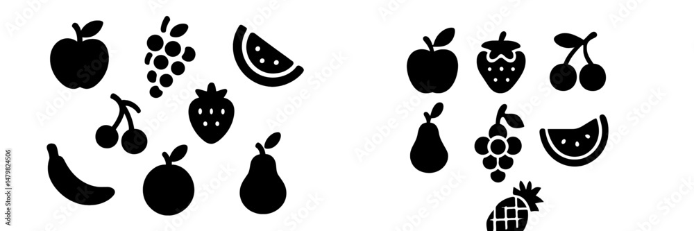 Leinwandbilder Collection of web icons featuring various fruits for digital design and user interfaces