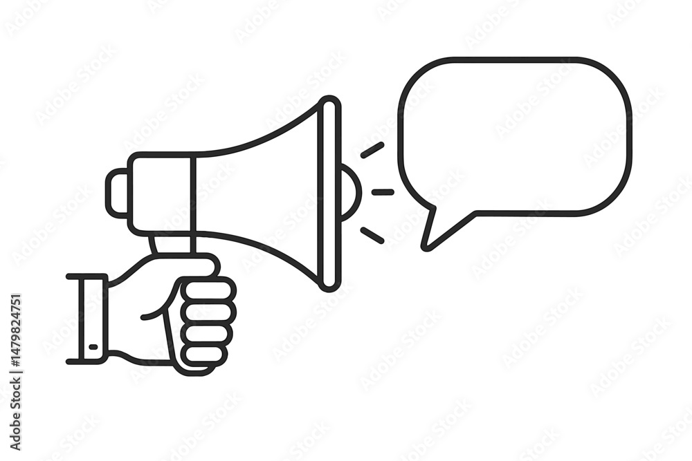 Aufkleber collection of web icons showcasing a megaphone and speech bubble for digital communication