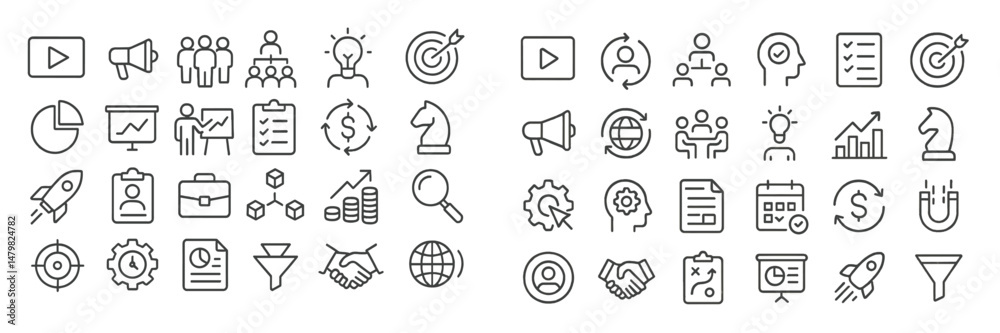 Poster Collection of web icons illustrating various digital concepts and tools for networking and business activities