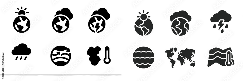 Poster Collection of web icons showcasing weather and climate themes for digital applications and user interfaces