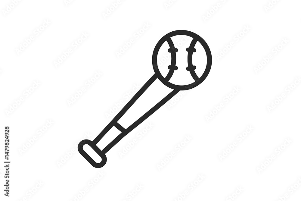 Fototapete Collection of simple web icons featuring a baseball bat and ball design for digital projects and applications