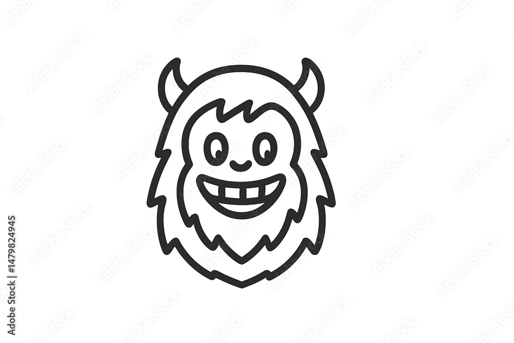 Leinwandbilder Unique set of web icons featuring a playful monster character with horns and a cheerful expression