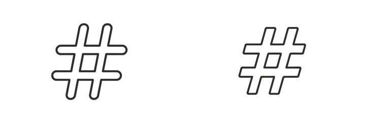 Fototapeta premium Collection of minimalistic web icons showcasing different hashtag designs for digital content and social media use