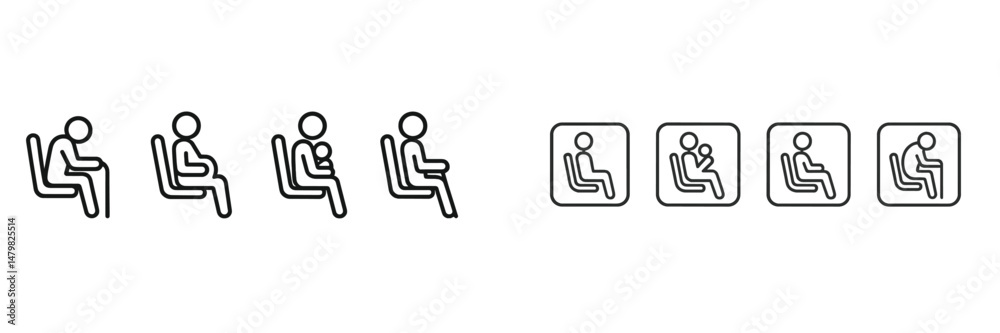 Leinwandbilder Collection of web icons depicting various sitting postures for user interface design and accessibility features