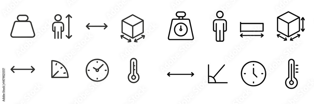 Leinwandbilder set of minimal web icons depicting measurement tools and scales for various applications in design a