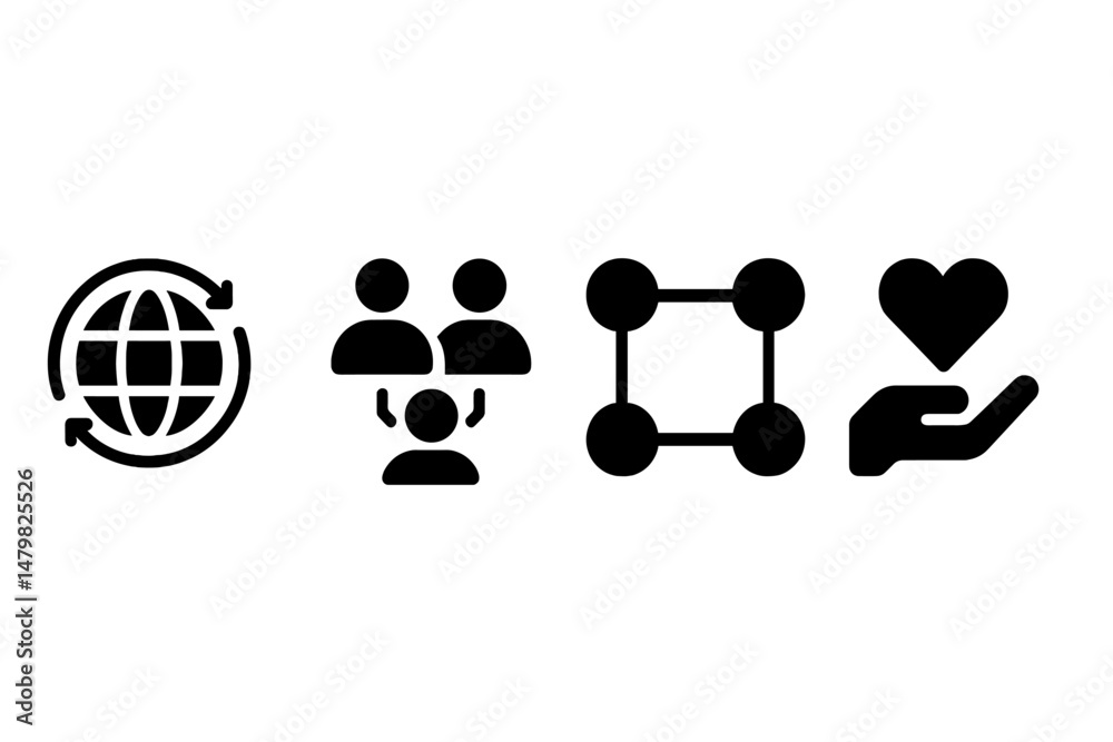 Aufkleber diverse set of web icons illustrating global communication, community engagement, network connection