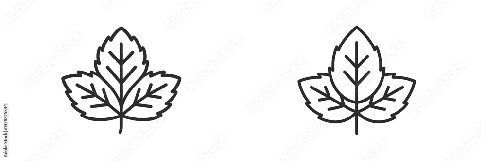 Poster collection of web icons showing leaf designs suitable for nature-themed projects or branding materia
