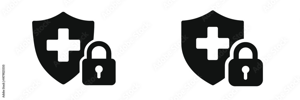 Leinwandbilder set of web icons representing security and health protection with shields and locks