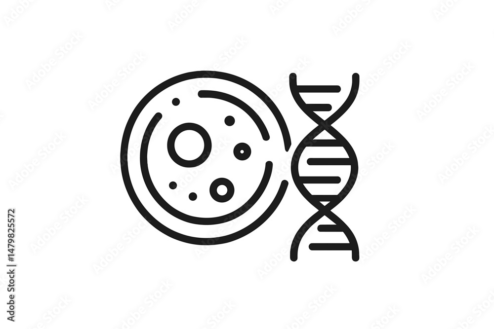 Poster Collection of scientific web icons showcasing cells and DNA structure for digital design in educational contexts