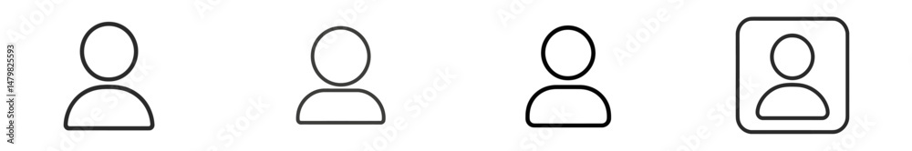 Poster collection of minimalistic web icons depicting user profiles and information symbols for digital use