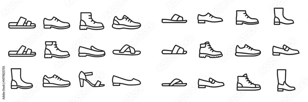 Leinwandbilder diverse collection of web icons representing various styles of footwear for digital design projects