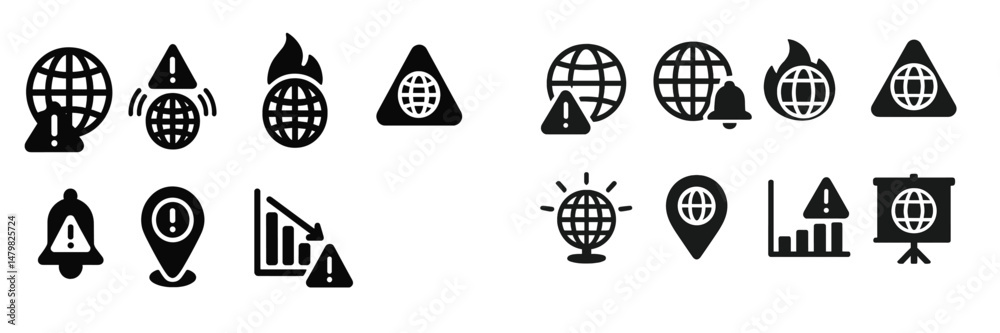 Aufkleber Set of web icons representing alerts, notifications, and data visualization for online applications