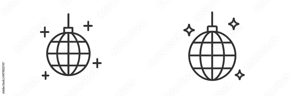 Fototapete Set of simple web icons featuring a disco ball design with sparkle elements used for digital applications