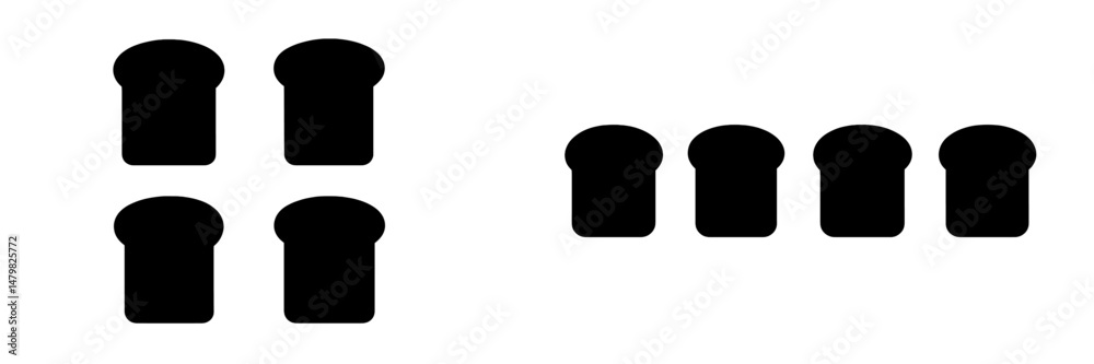Leinwandbilder Set of web icons featuring simple bread loaf designs for digital interface use and graphic design projects