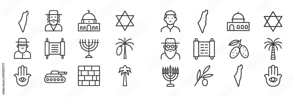 Aufkleber web icons collection featuring symbols of culture and heritage with various representations and desi