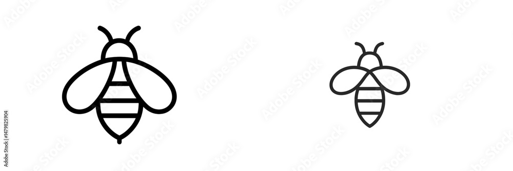 Fototapete set of web icons featuring simple and minimalist bee designs for various digital applications and pr