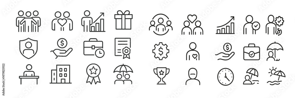 Poster Collection of web icons featuring diverse elements for user engagement and interaction in digital settings